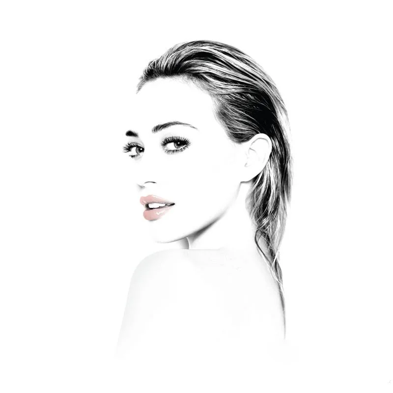 Perfil de Hilary Duff sobre blanco